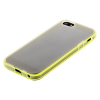 Чехол силиконовый TPU для iPhone 5s iPhone 5 белый с двумя зелеными полосами в упаковке