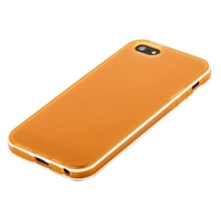 Чехол силиконовый TPU для iPhone 5s iPhone 5 оранжевый с двумя белыми полосами в упаковке